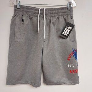 NBA BASKETBALL MEN'S LONG SHORTS VTG RETRO LOGO RELAXED FIT ELASTIC WAIST NWT